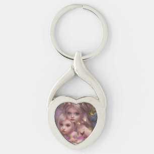 Fairy Sisters Amongst the Flowers in the Forest Key Ring