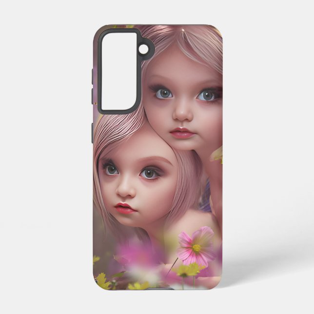 Fairy Sisters Amongst the Flowers in the Forest Samsung Galaxy S21 Case (Back)