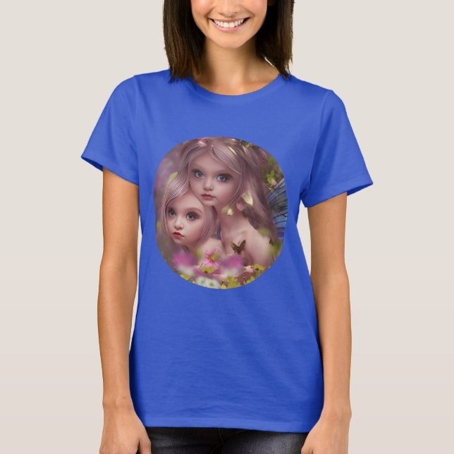 Fairy Sisters Amongst the Flowers in the Forest T-Shirt (Front)