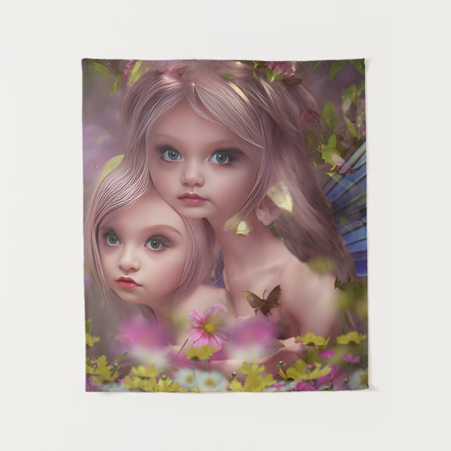 Fairy Sisters Amongst the Flowers in the Forest Tapestry (Front)