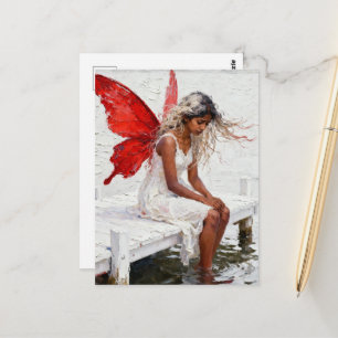 Fairy Sitting on a Dock With Her Feet in the Water Postcard