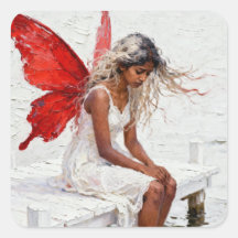 Fairy Sitting on a Dock With Her Feet in the Water