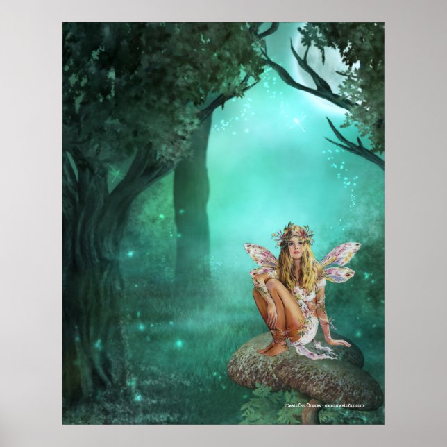 Fairy Sitting on a Mushroom Patch Print (Front)