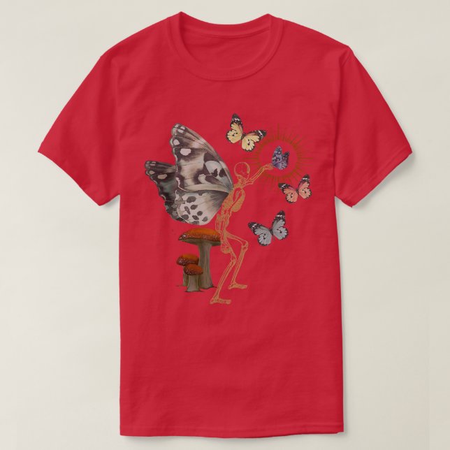 Fairy Skeletton Butterfly Fairycore Aesthetic Cott T-Shirt (Design Front)