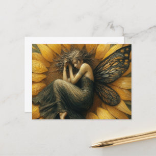 Fairy Sleeping in a Sunflower Postcard
