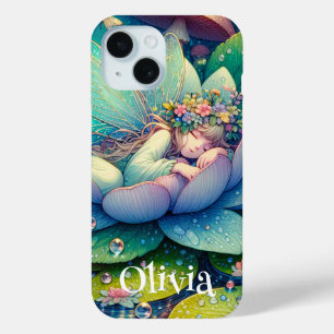 Fairy Sleeping on a Flower Personalised iPhone 15 Case