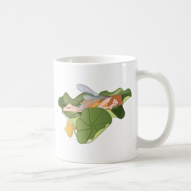 Fairy Sleeping on Lotus Leaves Coffee Mug (Right)