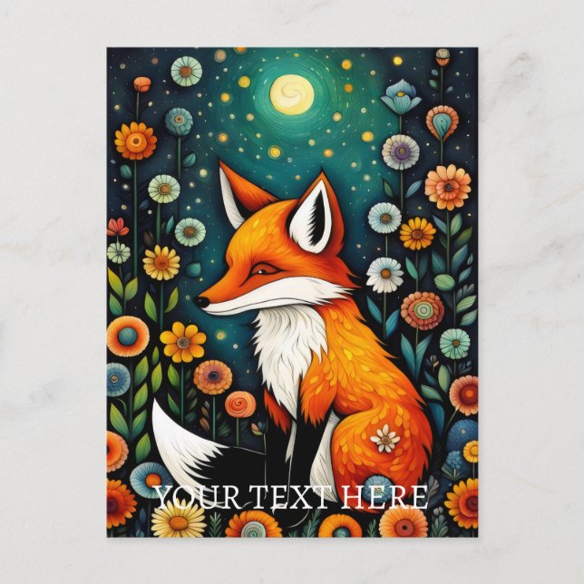 Fairy Spring Floral Fox Painting Postcard (Front)