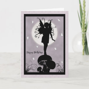Fairy Standing on Mushroom Birthday Card