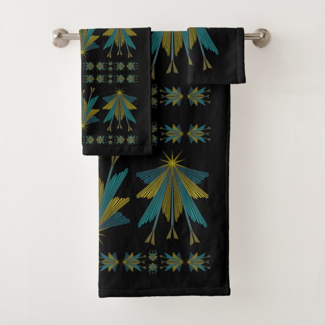 Fairy Stars Black Bath Towel Set (Insitu)