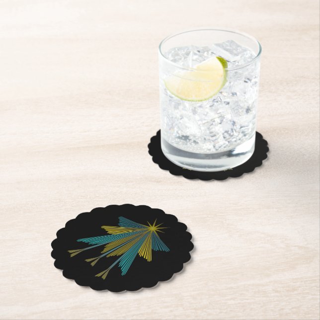 Fairy Stars Black Paper Coaster (Insitu)