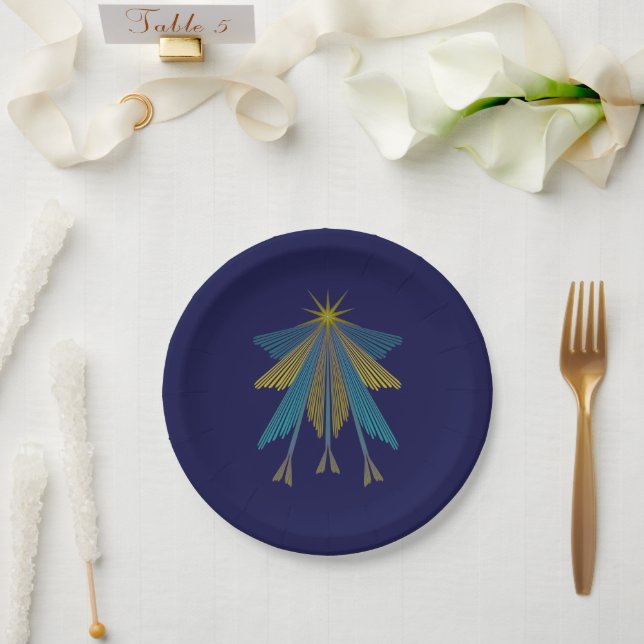 Fairy Stars Navy 7" Paper Plate (Wedding)