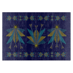 Fairy Stars Navy Glass Cutting Board 11.5x8