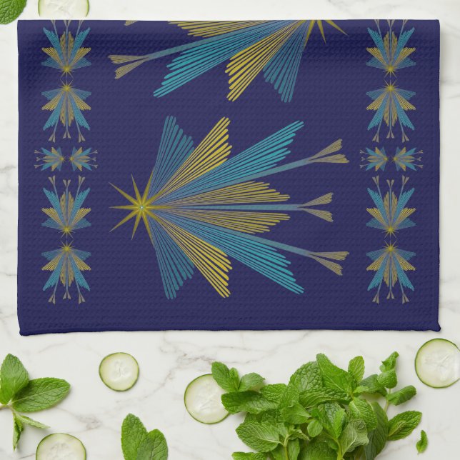 Fairy Stars Navy Kitchen Towel (Folded)