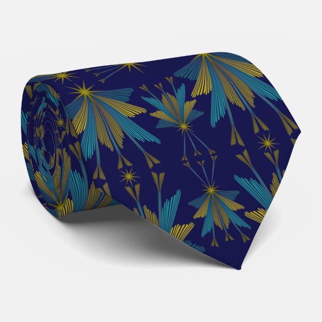 Fairy Stars Navy Neck Tie (Rolled)