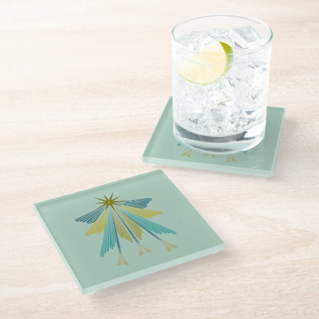 Fairy Stars Pistachio Glass Coaster (Angled)