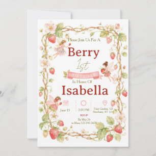 Fairy Strawberry Birthday Invitation