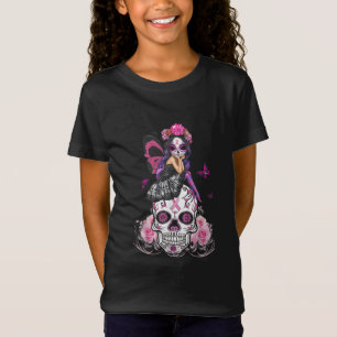 Fairy Sugar Skull Butterfly Pink Ribbon T-Shirt