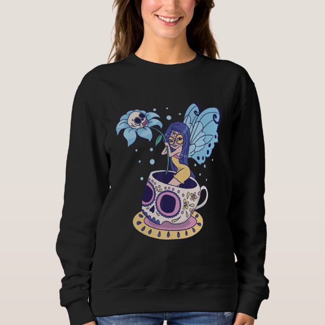 Fairy Sugar Skull Mug Butterfly Tea Pot Witch Magi Sweatshirt (Front)