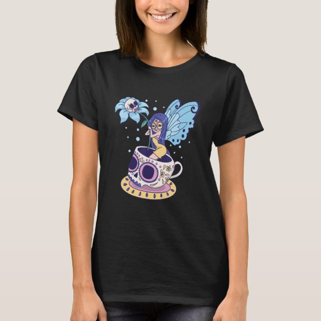Fairy Sugar Skull Mug Butterfly Tea Pot Witch Magi T-Shirt (Front)