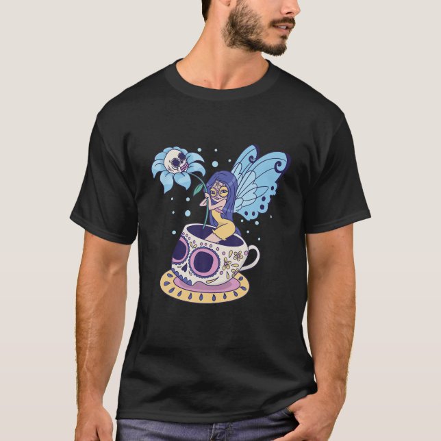 Fairy Sugar Skull Mug Butterfly Tea Pot Witch Magi T-Shirt (Front)