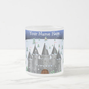 fairy-tail castle Winter Frosted Glass Coffee Mug