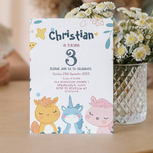 Fairy tale and cute animals  Birthday Party  Invitation