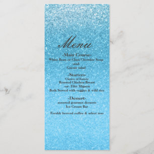 Fairy Tale Blue Glitter Sweet 16 Glam Party Menu