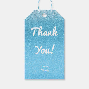 Fairy Tale Blue Glitter Sweet 16 Party Favour Gift Tags