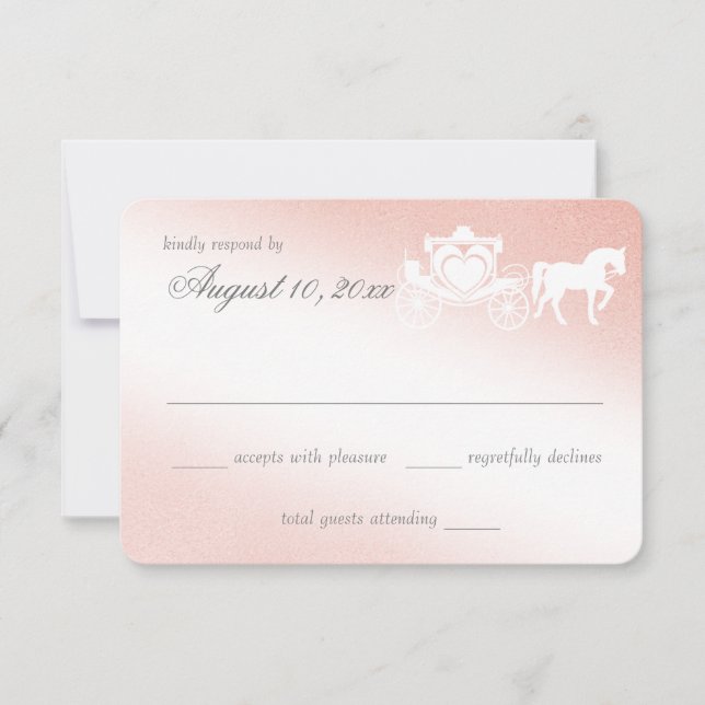 Fairy Tale Carriage Blush Pink Response Card (Front)