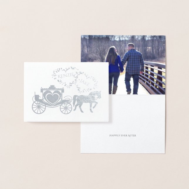 Fairy Tale Carriage Happily Ever After Thank You Foil Card (Display)