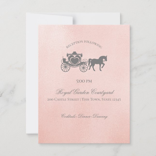 Fairy Tale Carriage Wedding Reception Information Save The Date (Front)