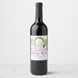 Fairy Tale Castle and White Horse Watercolor Wine Label