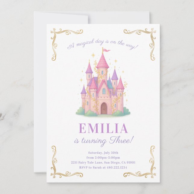 Fairy Tale Castle Birthday Party Invitation (Front)