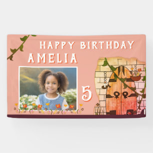 Fairy Tale Castle Door Flower Birthday Party Photo Banner
