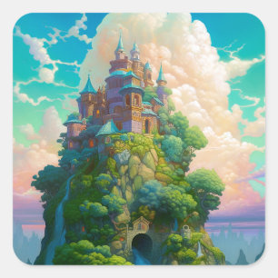 Fairy Tale Castle Fantasy Art Square Sticker