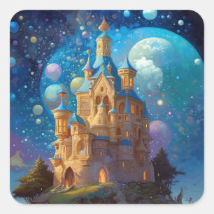 Fairy Tale Castle Fantasy Art Square Sticker