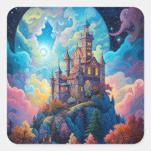 Fairy Tale Castle Fantasy Art Square Sticker