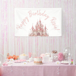 Fairy Tale Castle Girl Pink Personalized Party  Banner