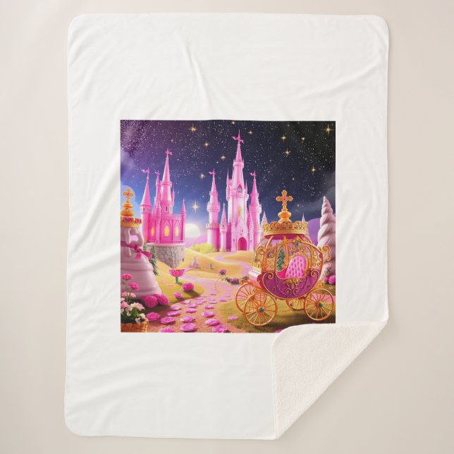 Fairy Tale Castle Girls Blanket Sherpa Blanket (Front)
