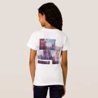 Fairy Tale Castle Kids T-Shirt with Pink Cherry Bl