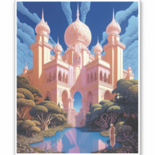Fairy Tale Castle Pink White Gold Fantasy Art
