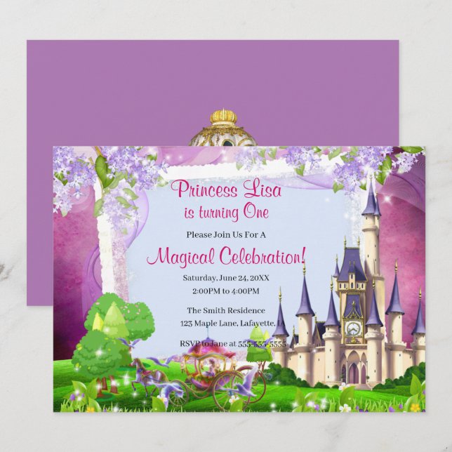 Fairy Tale Castle Princess Birthday Party Invitation (Front/Back)