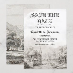  Fairy tale Castle Vintage Wedding Save The Date