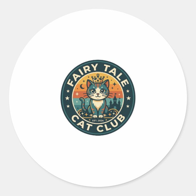 Fairy Tale Cat Cute Kitty Design - Fairy Tale Cat  Classic Round Sticker (Front)