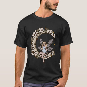 Fairy Tale Faerie Sitting In Crescent Moon T-Shirt