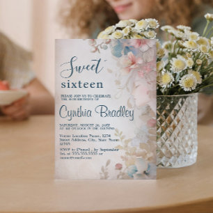 Fairy Tale floral Sweet Sixteen Birthday Party Invitation