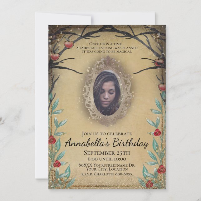 Fairy Tale Forest Magic Mirror Photo Invitation (Front)