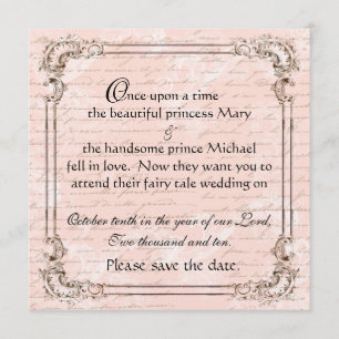 Fairy Tale French Script Pink Save the Date