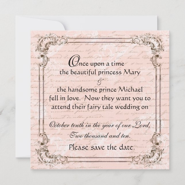 Fairy Tale French Script Pink Save the Date (Front)